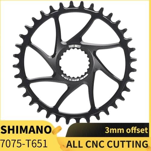 PASS QUEST 3MM Offset Chainring 28-38T MTB Narrow Wide Bicycle Chainwheel Crankset