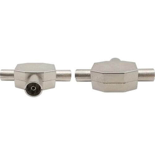 T Type 1 Male to 2 Female TV Aerial Coaxial Splitter Adapter TV Antennas Plug Tee Conversion Joint interface Equipment Connector
