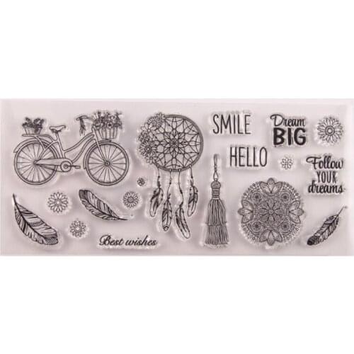 Feather Flower Transparent Clear Silicone Stamp Seal DIY Scrapbook Rubber Stencil Coloring Diary Decor Office School Supplies