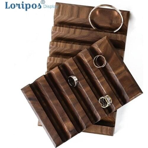 Black Walnut Wood Ring Rack Display Bracelet Storage Pallet Necklace Display Board Wooden Earring Holder Dish Jewelry Rack Stand