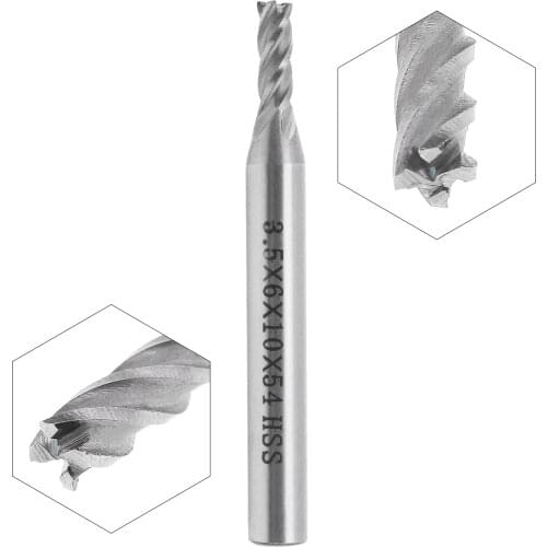 2.5/3/4/5/6/7/8/9/10/11/12mm 4 Flute HSS & Aluminum End Mill Cutter with Super Hard Straight Shank for CNC Mold Processing