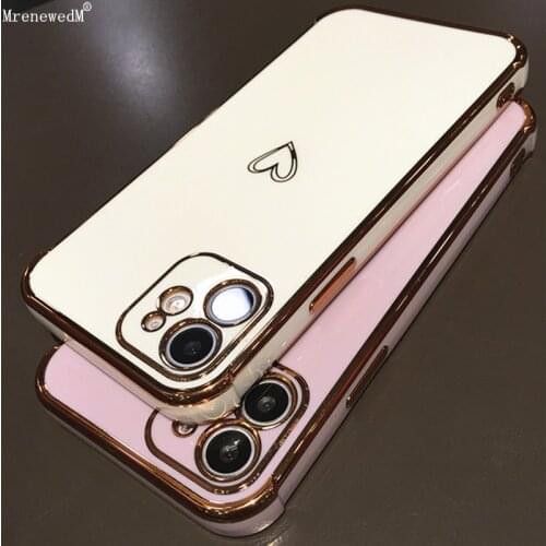 Luxury Gold Plating Silicone Case For iPhone 11 12 Pro X XR XS Max 12 Mini Candy Soft Shockproof Phone Cover On SE 2020 7 8 Plus