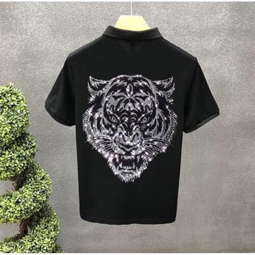 Spring Men POLO Shirt High-Quality Hot Diamond Tiger Fashion Suitable For Youth Short-Sleeved Business Pure Cotton Breathabl