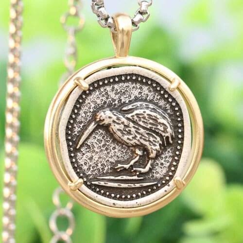 Tkuamigo Kiwi Necklace Mens Fashion Accessories Tiny Metal New Zealand Wild Life Bird Kiwi Jewelry