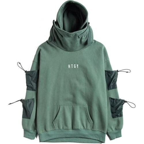 Techwear Letter Japan Style Hoodies Sweatshirts Men Hip Hop Streetwear Pullover Casual Hooded Fluff Hoddies Male Hooded Top