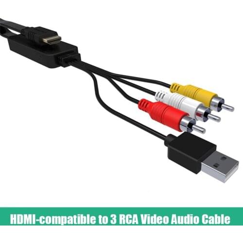 HDMI Compatible to 3 RCA Video Audio Adapter with USB Power Supply 1080P HDTV HDMI-compatible Cable for PS3 TV XBOX PC 3RCA Cord