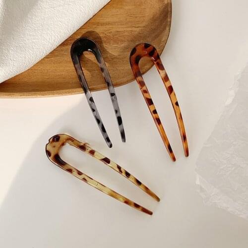 Japan Hair Sticks Women Hairclip Simplicity Leopard Print U Shape Girls Hairpins Hair Sticks Hair Accessories Headwear 2021 New