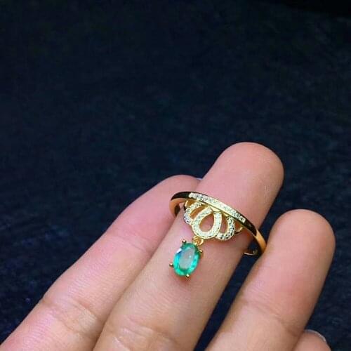 100% 925 sterling silver real Natural green Emerald Rings fine Jewelry gift women trendy open wholesale new 4*6 jcj040601agml