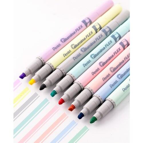New Arrival Pentel Pastel Soft Color Double Headed Highlighter Marker Pen Japanese Macaron Fluorescent Pen Creative Stationery