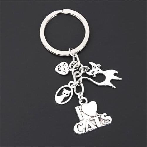 1Pc New Arrived I Love My Cat Printed Word Keychain Making Animal Lovers Keyring Women Gift Diy Jewelry Supplies E2683