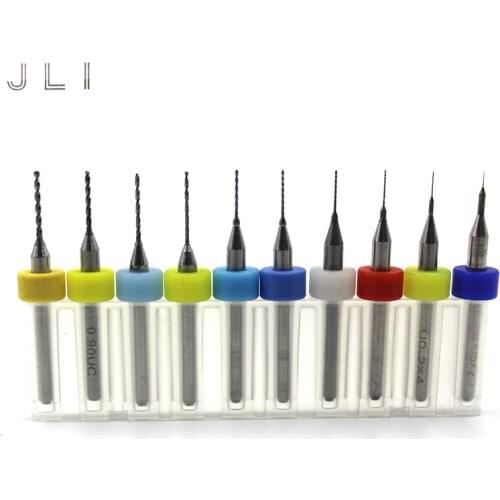 10pcs/Set 0.1 0.2 1.0mm Mini Twist Drill Bit Set Hard Alloy PCB Print Circuit Board Carbide Micro Drill Bits Tool Tungsten steel