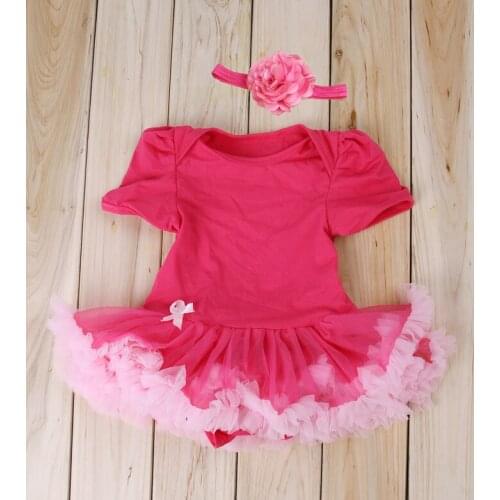 2pcs Infant Newborn Baby Bebe Girls Toddler Flower Headband+Romper Bodysuit Clothes Hot Pink Cute jumpsuit Playsuit Clothes Hot