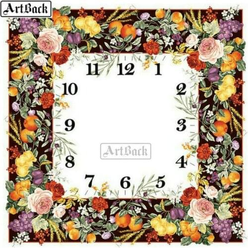 ARTBACK Full square diamond painting wall clock flower picture diamond mosaic diamond cross stitch clock painting for home decor