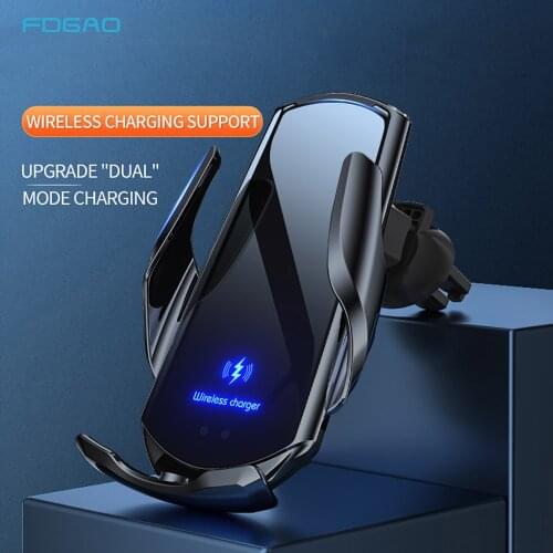 Automatic 15W Fast Car Wireless Charger for Samsung S20 S10 iPhone 12 Pro Max 11 XS XR Magnetic USB Infrared Sensor Phone Holder