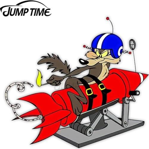 Jump Time 13cm x 8.8cm FOR Wile E Coyote ACME Rocket Car Stickers and Decals Anime Occlusion Scratch Waterproof Vinyl Decal