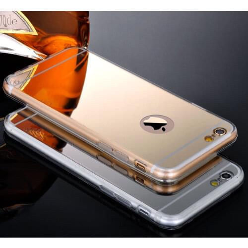 Bling Transparent Clear Case For iPhone 5 5S 5G I5 Metal Plating Mirror Flexible Soft TPU Cover Top Quality Mobile Phone Cases
