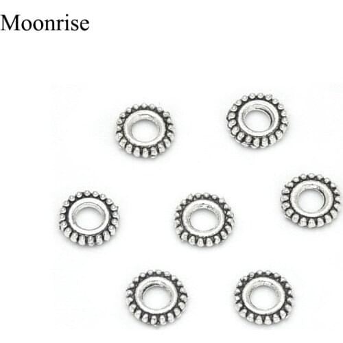 200pcs/lot Antique Silver Color 5.5*1.2mm Gear Spacer Beads Jewelry Findings For Jewelry Making Hole 2mm