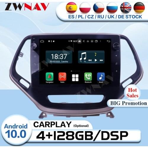 Carplay 2 Din Android 10.0 For JEEP Cherokee 2014 2015 2016 2017 2018 Car Radio Receiver Audio Stereo GPS Video Player Head Unit