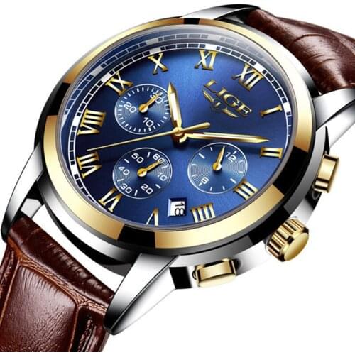 Mens Quartz Watchs Casual Fashion Trend Business Waterproof Leather Belt Watch Mens Multifunctional Luminous Watch