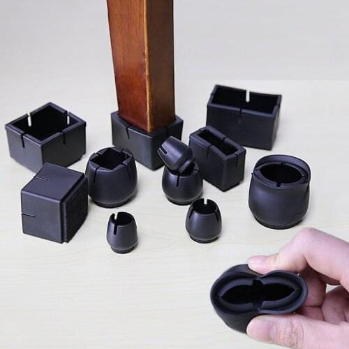 50 Pcs Black Chair Leg Caps PVC Table Leg Mat Square Pipe Hole Plugs Round Bottom Cover Furniture Leveling Feet Floor Protector