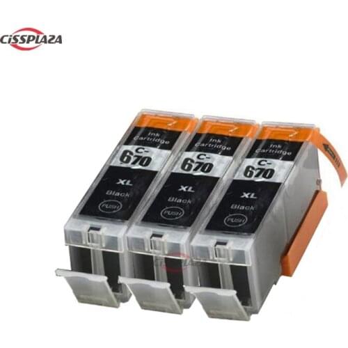 CISSPLAZA 3pcs PGI670 Black ink cartridge compatible for Canon MG5760 MG5765 MG5766 MG6860 MG6865 TS6060 TS5060 TS9060 TS8060