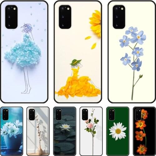 Flower pattern Phone cover hull For SamSung Galaxy S 8 9 10 20 21 Plus note 5G Lite Ultra Black Shell Cover