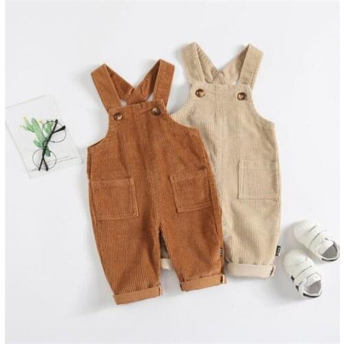 Children Kids Overalls Harem Pants Boys Girls Pocket Corduroy Overalls Jumpsuits Spring Autumn Winter Jumpsuits 1-5T