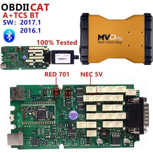 OBDIICAT Mvdiag V3.0 Multi Diag MVD 2017R3 With Keygen NEC Relays For Cars/Trucks OBD2 Diagnostic Tool