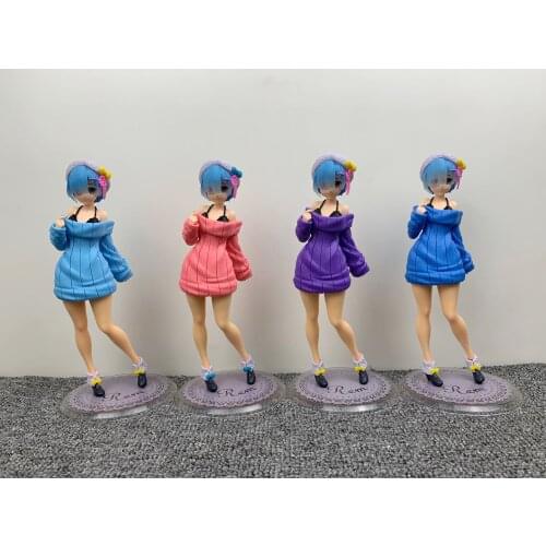24cm Rem Ram Anime Sexy Girls Figure Re:Life in a Different World from Zero Sweater anime figure Action Figure Model Toy Gifts