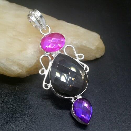 Gemstonefactory Jewelry Big Promotion 925 Silver Amazing Faceted Shiny Topaz Women Ladies Mom Gifts Necklace Pendant 0348