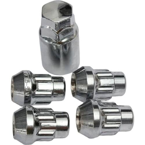 Chromed M12x1.5mm Locking Alloy Wheel Lock Bolts Tapered 4x Security Nuts W/ Key