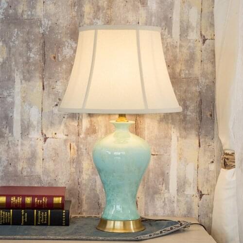 Art Chinese porcelain ceramic table lamp bedroom living room wedding table lamp Jingdezhen modern bedside table lamp