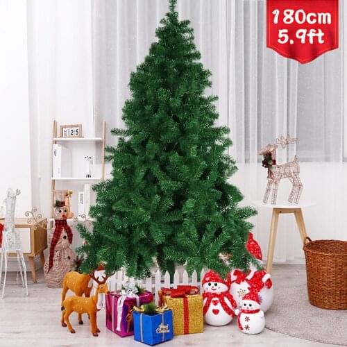 1.8m Artificial Christmas Tree with Metal Stand for 2021 New Year Gifts Home Office Living Room Xmas Holiday Party Decorations