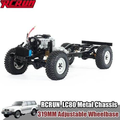 RCRUN Ultra Realism Scale LC80 Metal Chassis Frame Builders Kit Adjustable Wheelbase for 1/10 RC Crawler Off-Road Truck Model