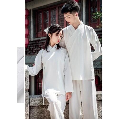 Couples Matching Hanfu Sleepwear Chinese Men Women Pyjama Set Tops And Pants Womans Two Piece Suits Unisex Clothing For Adult
