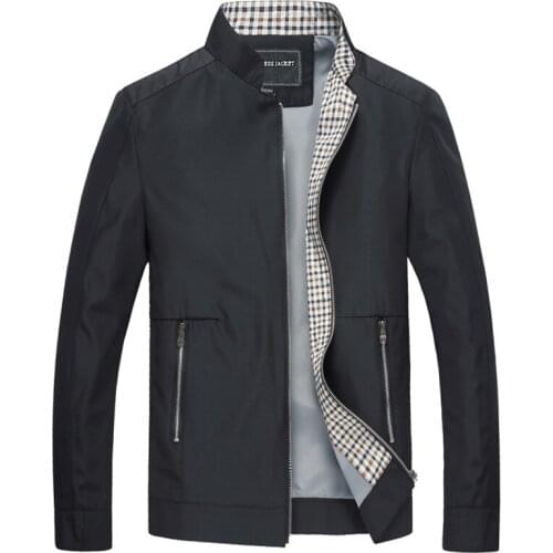 QSuper Spring Autumn Casual Men Jacket Bomber Solid Outerwear Mandarin Sportswear Mens Jackets for Male Coats