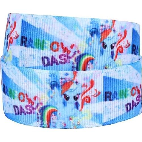 FLRA Ribbon 25mm rainbow and unicorn printed grosgrain ribbon