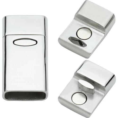 1pc Square Stainless Steel Silver Color 6*13.5MM Magnetic Clasps Jewelry Findings fit Leather Cord Men Bracelet Making Diy