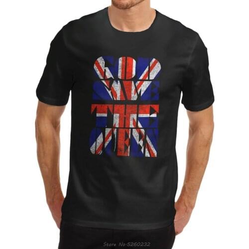 Mens Union Jack God Save the Queen Printed T-Shirt Casual Brand Clothing Cotton