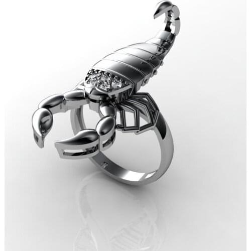 Personality Gothic Punk Rings For Men Exaggeration Engraving Scorpion Ring Hip Hop Women Animal Rings Fashion Jewelry D5M682