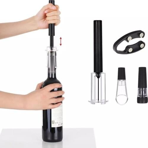 4pcs Red Wine Tools Set Manual Air Pressure Pump Bottle Opener/Foil Cutter/Vacuum Stopper/Pourer Home Kitchen Gadgets