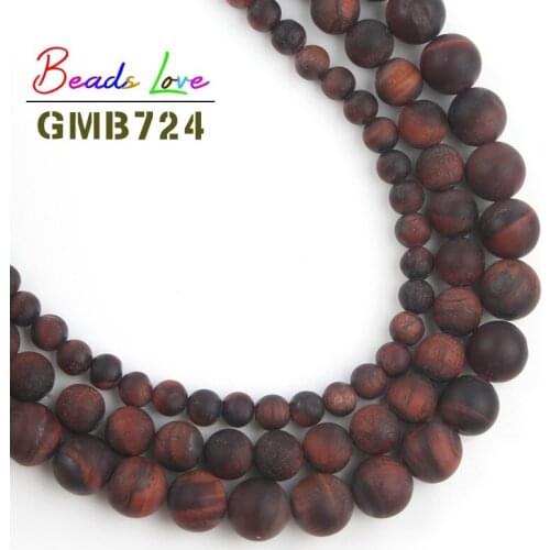 Natural Stone Dull Polish Matte AB+ Red Tiger Eye 4 6 8 10 12MM Round Loose Beads for Jewelry Making DIY Bracelet Necklace 15