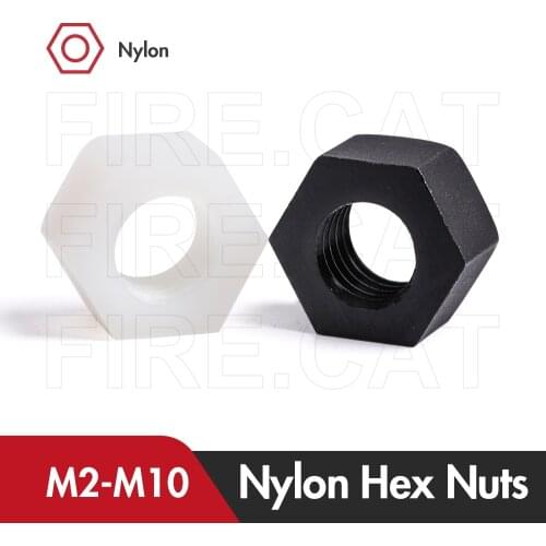 Nylon Hex Plastic Hexagon Nuts M2 M2.5 M3 M4 M5 M6 M8 M10 M12 M14 M16 M18 M20 Black White Threaded Hex Nylon Nut for Bolts Screw