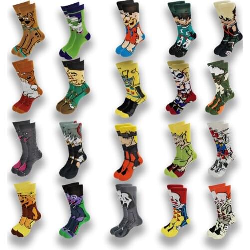 Cartoon Anime Character Mens and Womens Socks Funny Casual Street Stance Socks Unisex Creative Cotton Warm Crew Socks Anime