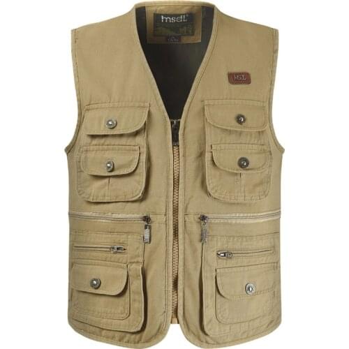 2021 New Mens Outdoor Leisure Lure Fishing Clothing Sport Photography Vest Middle-aged ElderlyCotton Multi-pocket Jacket Coat