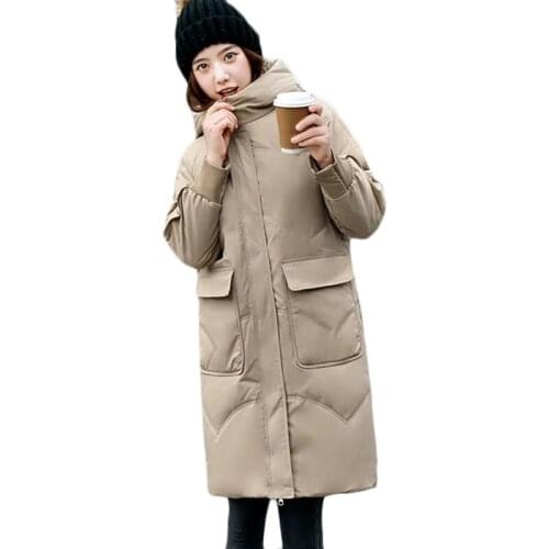 2021 New Womens 90% White Duck Down Down Jacket Long Winter Thicken Warm Cold-proof Jackets Loose Casual Hooded Parka Overcoat