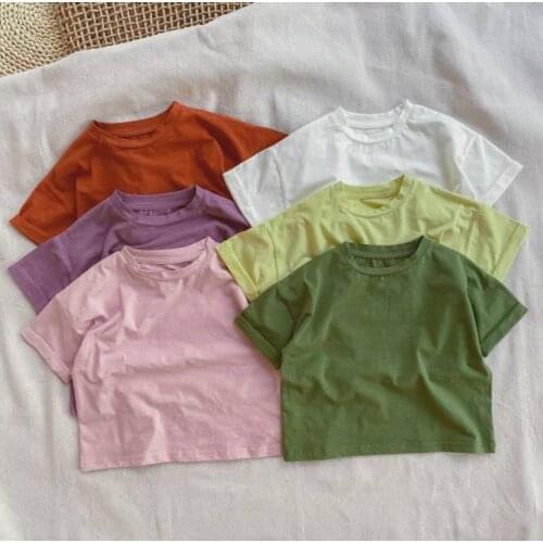 2021 new arrival girls boys summer short sleeve casual cotton kids t-shirt