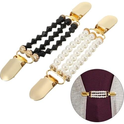 New Fashion Women Simulated Pearl Cardigan Collar Clip Holder Dress Shawl Clasp Pin Sweater Scarf Clips Brooches Acceesories
