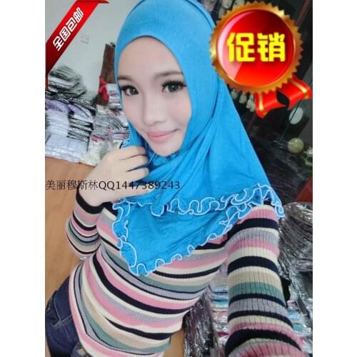 The new yellow green purple black white color mercerized cotton scarf Muslim headscarf hijab week