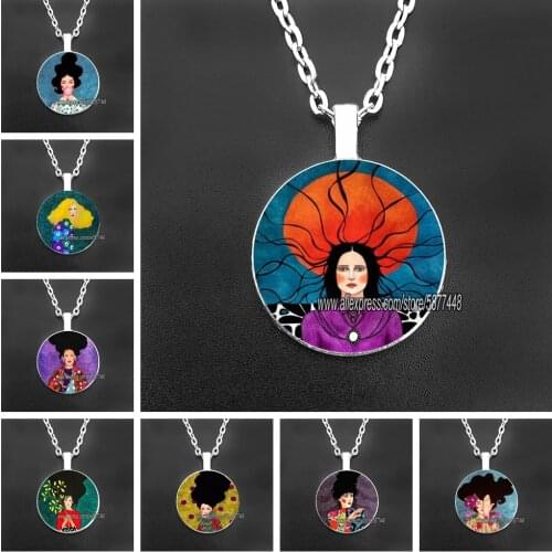 Modern Women Art Photo Glass Cabochon Statement Necklace & Pendant Jewelry Beauty Women Charm Chain Necklace Jewelry
